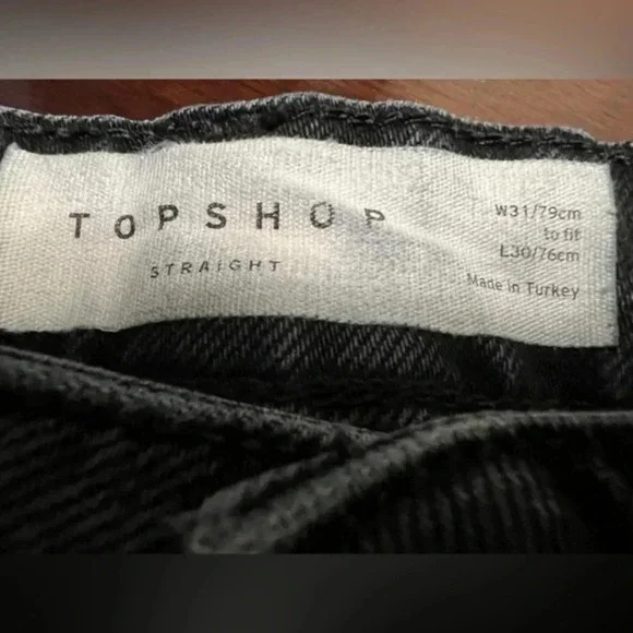 Topshop Black Denim Jean … Size 31 waist …30 L.. Frayed hem - Picture 2 of 2
